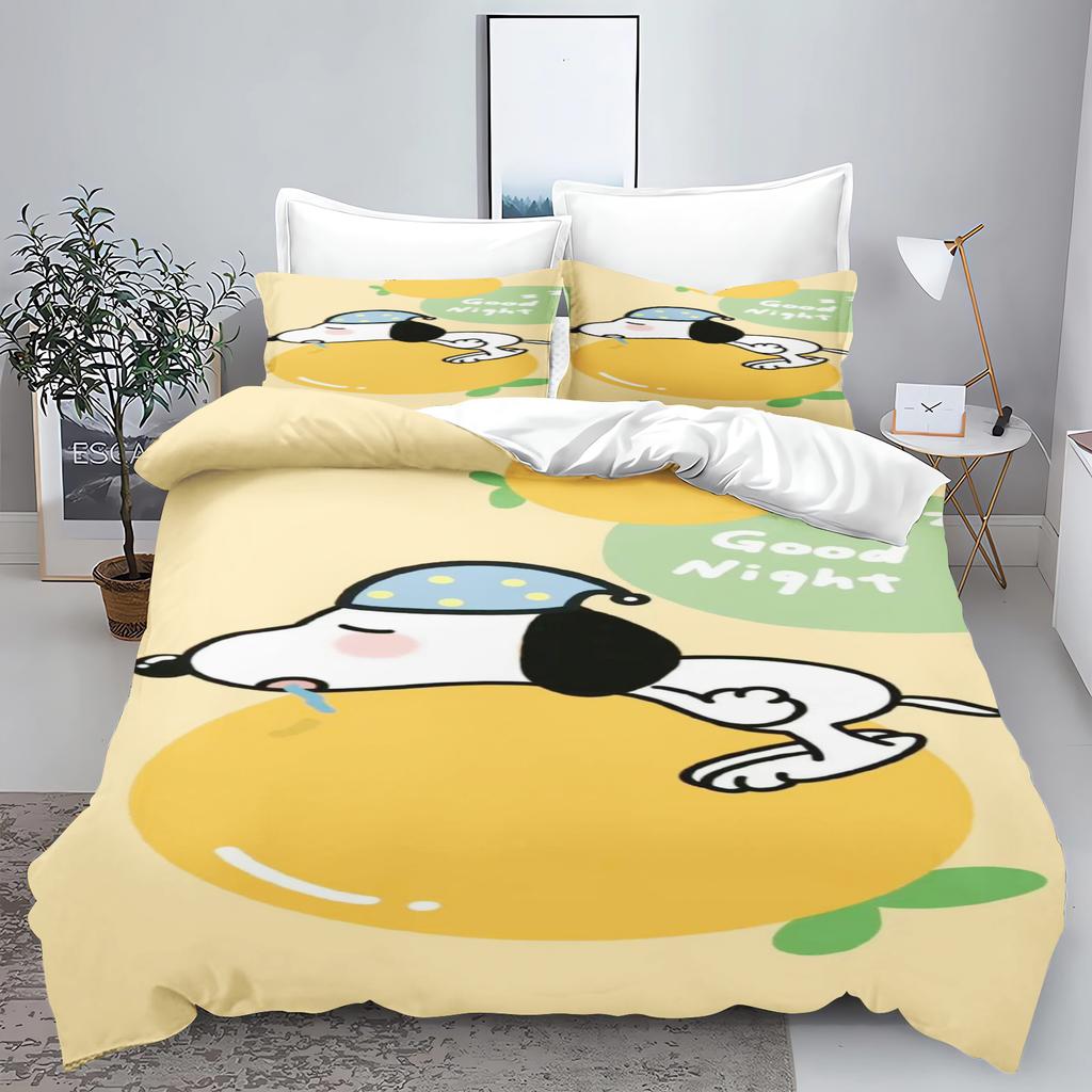 Snoopy 3-Piece 1 Quilt Cover Set 3D Children'S Home Decor Bedding Set Cotton Covers 100% Polyester