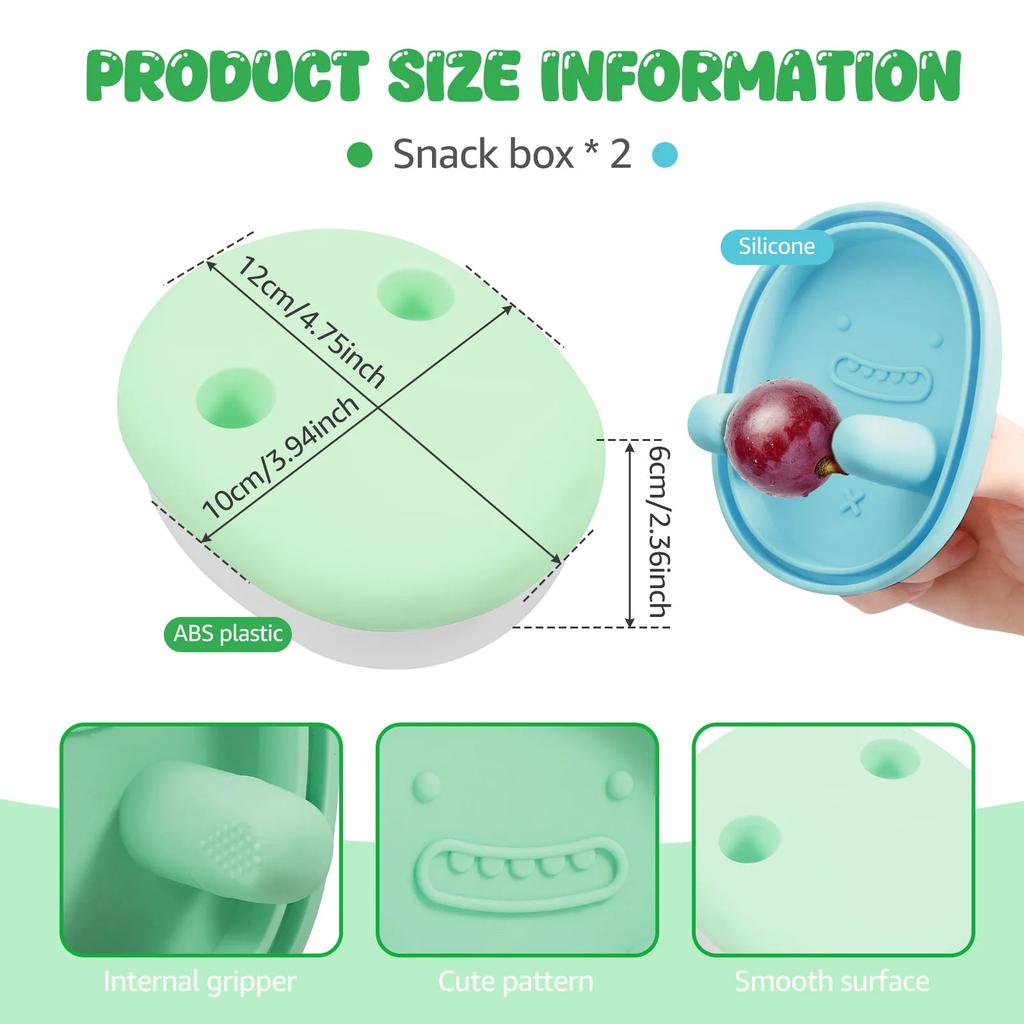 2Pcs Snack Finger Container 2 in 1 No Mess Snack Container Silicone Lid with Fingertip Cover for Cookies Fruit Vegetable Nut