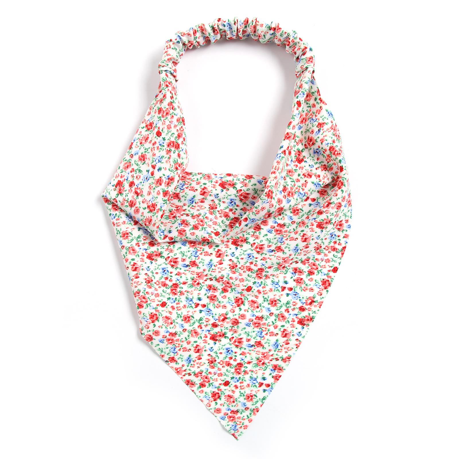 

Floral Fabric Triangle Headband & Scarf Hair Tie for Women - Versatile Elastic Band Accessory бежевый