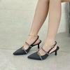 Fashion Women'S Sandals Pink Satin Pointed Toe Rivet Decor High Heels For Women Wedding Dress Shoes For Woman Sandalias De Mujer