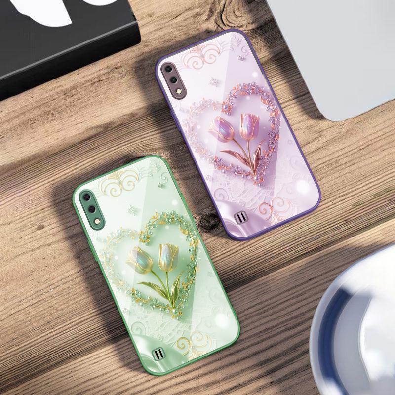 Love's Pink Purple Tulip For Samsung M02 12 Note 8 9 10 20 A 01 A02 A03 Core 04 05 06 10 12 13 14 15 A16 Glass Ultra Phone Case