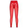 S-3XL Damen durchsichtige Netz- und PU-Leder-Leggings mit hohem Bund Reißverschluss im Schritt Strumpfhosen für stilvolle Rave-Nachtclub-Partys