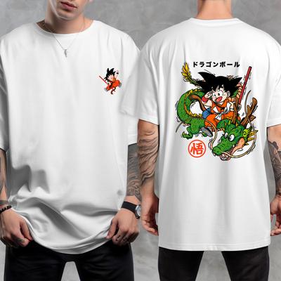 Dragon Ball Sun Wukong Camiseta de Verão para Animação Esportiva Casual Fitness Solta Oversized Confortável Algodão Manga Curta Homens Mulheres