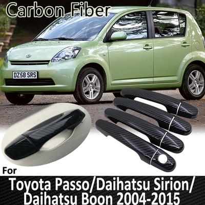 Fibra de Carbono Negro para Toyota Passo Daihatsu Sirion Boon M300 M600 2004~2015 2012 2013 2015 Cubierta de Manija de Puerta Coche