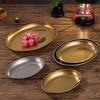Retro Stainless Steel Egg-Shaped Oval Plate – Creative Dinnerware for BBQ, Cold Dishes, and Snacks