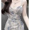 Elegant Summer Floral Camisole Dress for Women - Waist-Cinching, Slimming, Perfect for Beach Vacations