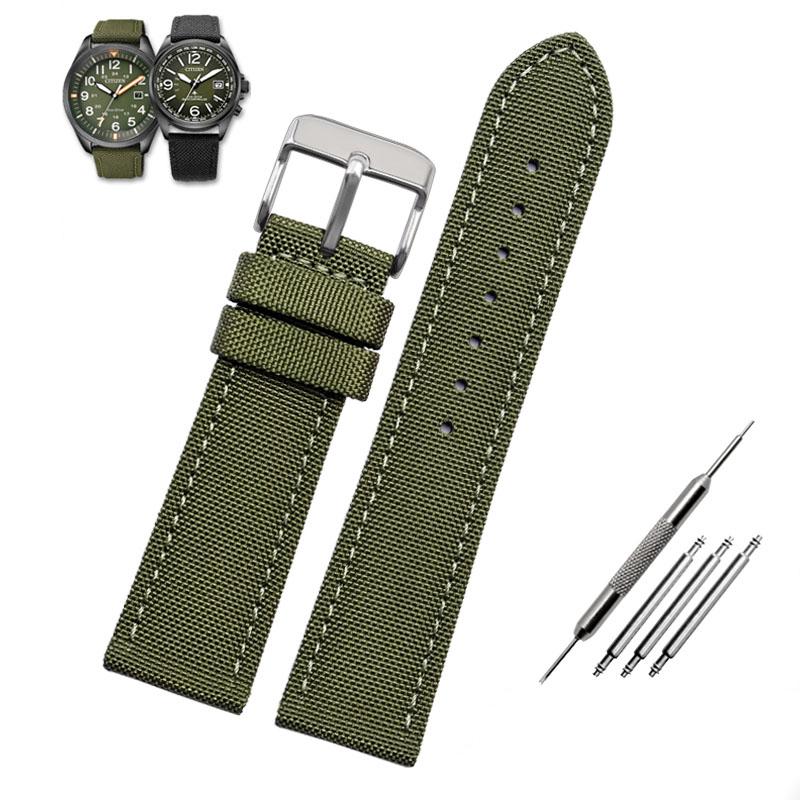 Climbing Nylon Watch watch belt  Citizen BM8475 Timex  Handmade Waterproof canvas watchband 20mm22mm 23mm strap Green blue black