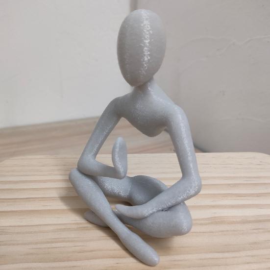 Abstrakt Tänkare Staty Sitta i Meditation Figur Skrivbordsfilosof Figurin för Hem Bokhylla Skåp Dekoration