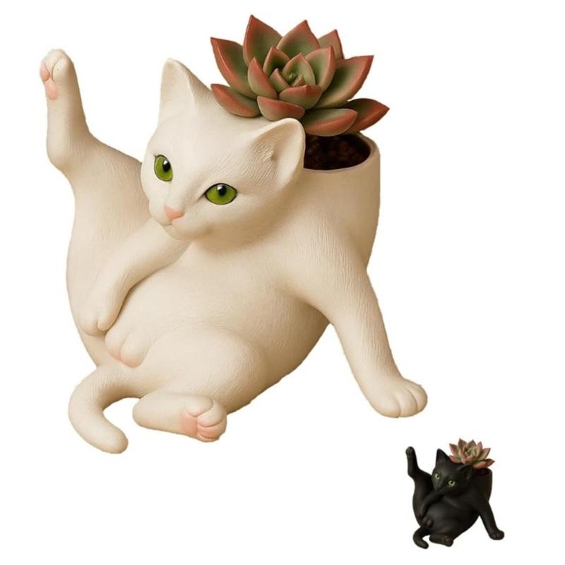 Kitties Themed Resins Plant Pot For Small Succulents Multipurpose Home Decoration Gardening Gift Pet Lover