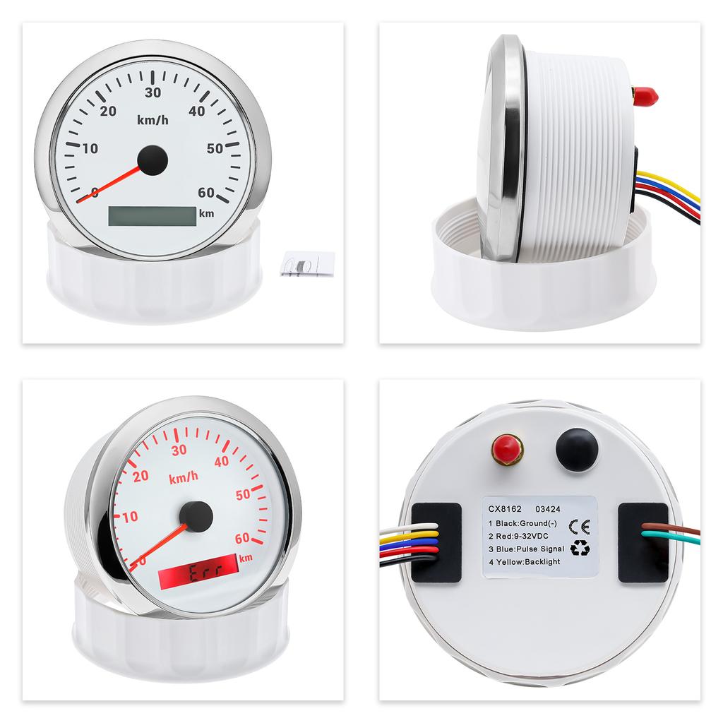 7 Colors Backlight IP67 Waterproof 85MM Speedometer Gauge For 12V24V Boat Car Truck Speed Gauge Meter Pulse velocimeter 0-60 KMH