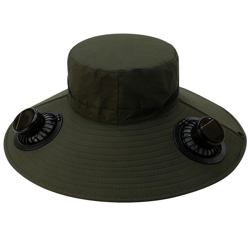 Solar-Powered Wide-Brim Hat with Fan & Face Shield for Outdoor Cycling, Fishing & Sun Protection
