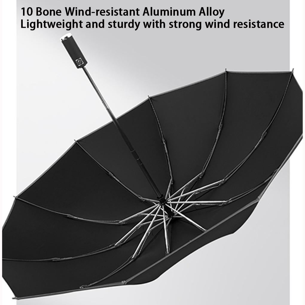 2025 LED Automatic Umbrella Reflective Stripe Reverse Led Light Umbrella Three Folding Inverted 10 Ribs Windproof Umbrellas