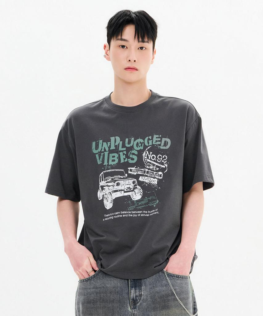 CHASECULT Unisex Vintage Graphic Short Sleeve T-Shirt-Fbru5817D0L