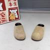 Fashion Women's Fashion Baotou Slippers Women's Fashion Round Head Deep Mouth Suede Soft Sole Anti-slip Wear-resistant Flat Shoes
