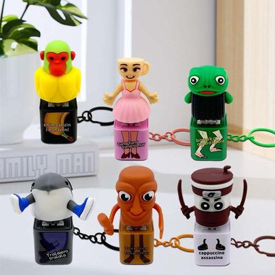 Nuovo Squalo Tralalero Tralala Tungtungtung Uomo Bastone di Legno Portachiavi Pulsante con Ciondolo Luminoso - Decorazione Periferica Anime Regalo A