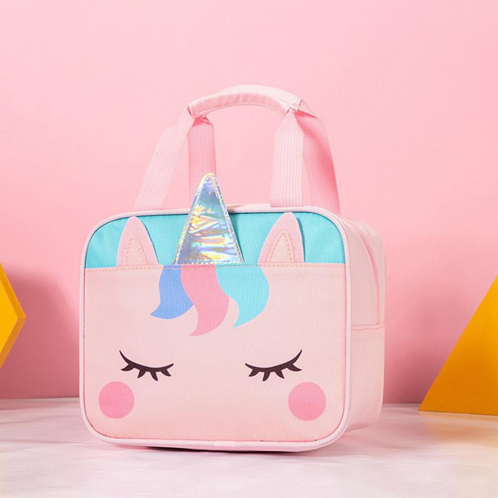 Children Lunch Bag Kindergarten Students Cartoon Portable Insulated Thermal Lunch Box Bag Pink