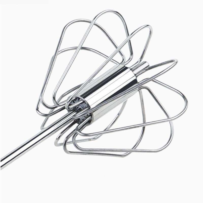 Batător de ouă rotativ semi-automat de uz casnic 304 Ustensile de cremă cu rotire automată din inoxidabil Bată Mixer manual Instrument de bucătărie