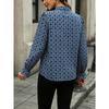 Women S Vintage Printed V Neck Long Sleeve Casual Blouse