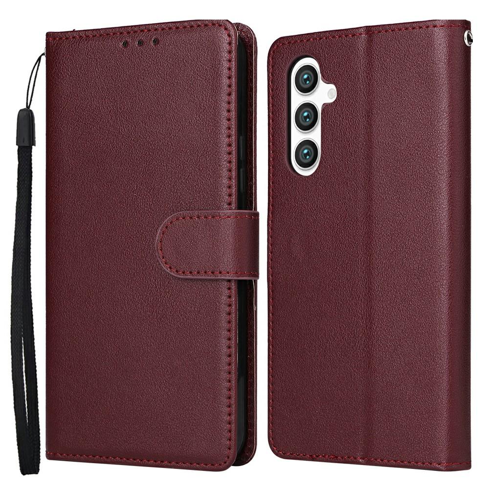 

For Samsung Galaxy S25/S24 Case Wallet Stand View PU Leather Phone Cover Wine Red