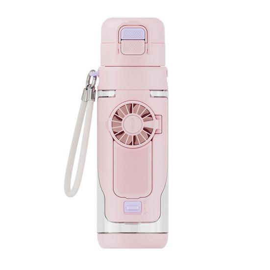 2-in-1 Foldable Fan Water Bottle with 3 Speeds, 690ml Tritan Cooling Sports Cup for Outdoor Gym Travel, Rechargeable Portable Kettle Fan for Summer