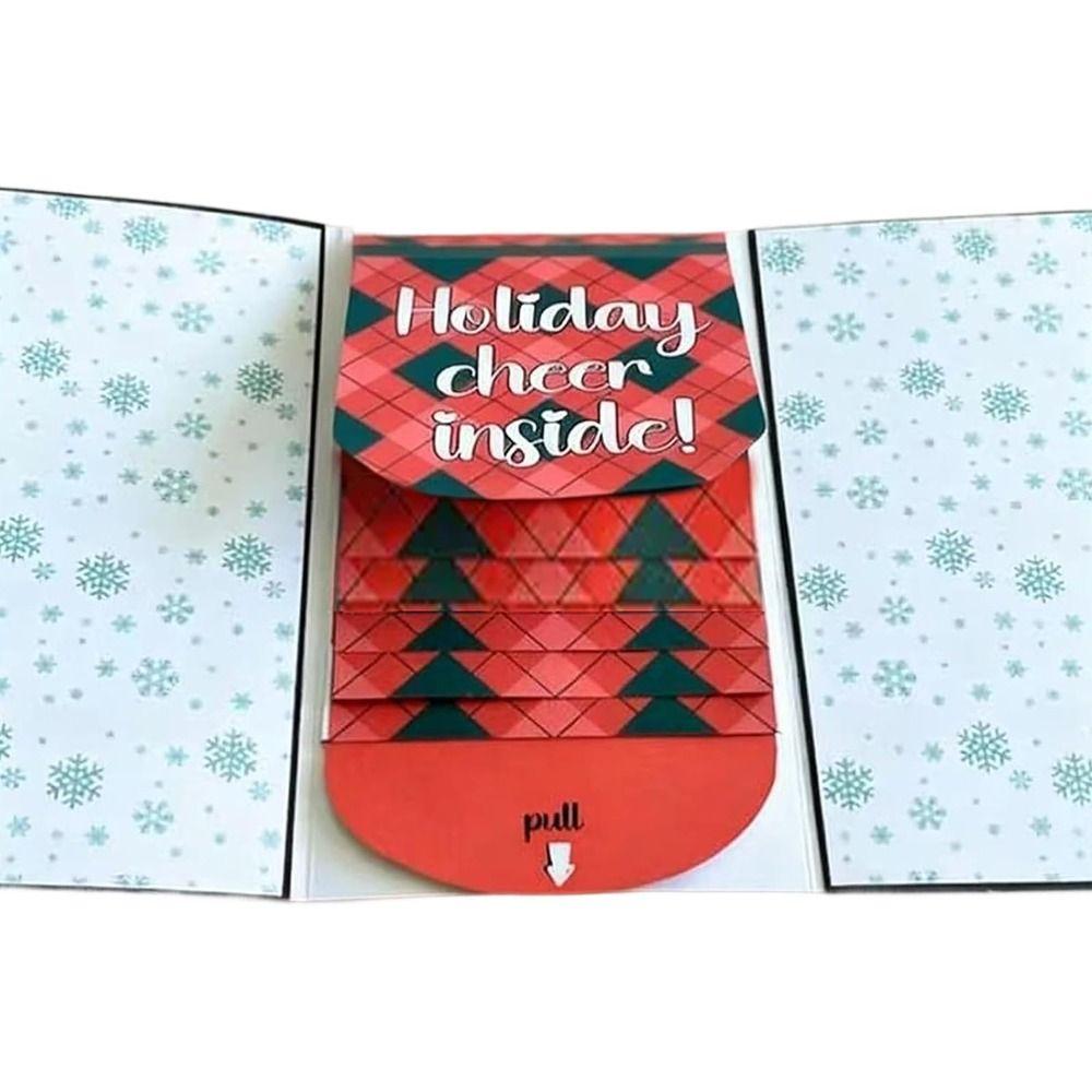 Handgefertigtes Weihnachtsgeschenkkarten-Halterbuch Wasserfall DIY Frohe Weihnachten Geschenkkartenbuch Ausziehbares Design Überraschungskarten mit Umschlag