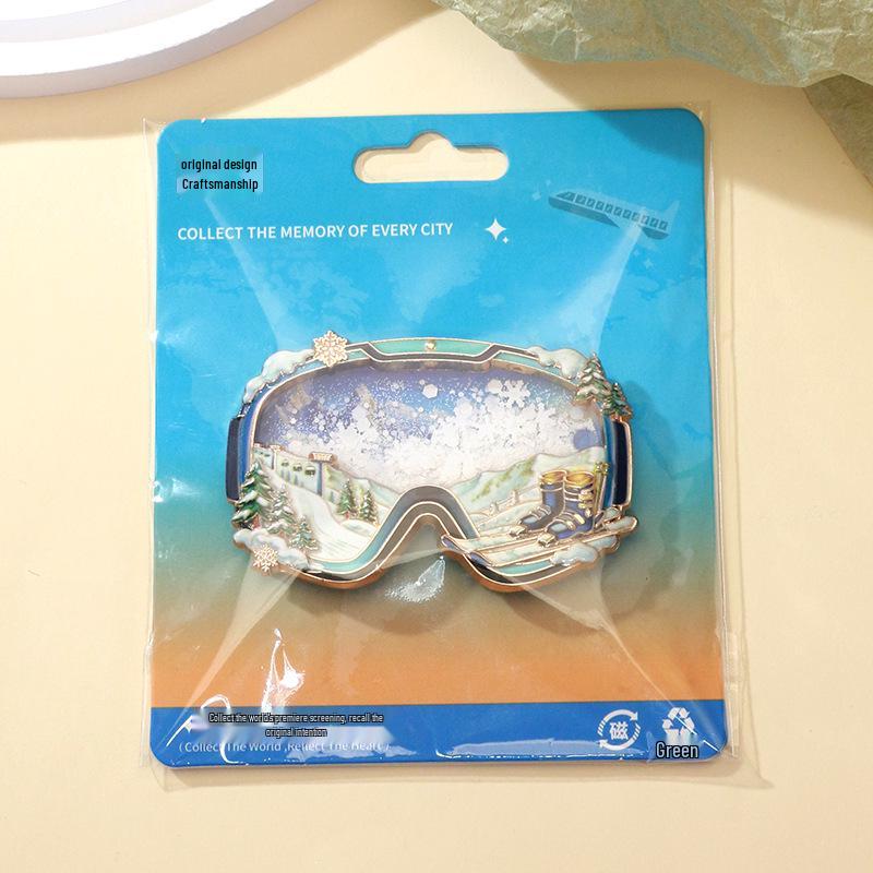 Quicksand Ski Goggles Refrigerator Magnet: Custom Metal Harbin Cultural Design синий