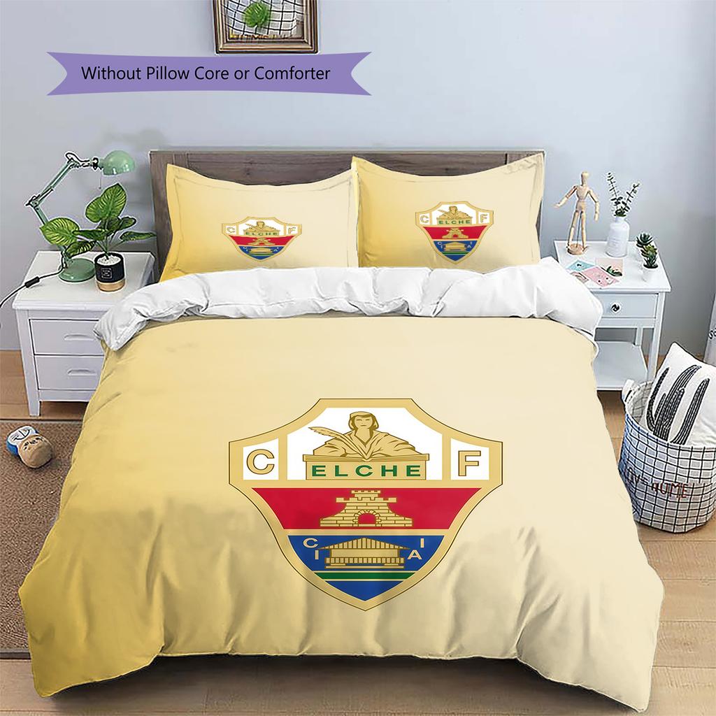 Elche Club de Fútbol Pattern Bedding Quilt Set Home Decoration Gift (1 * duvet cover + 2 * pillowcase without core)