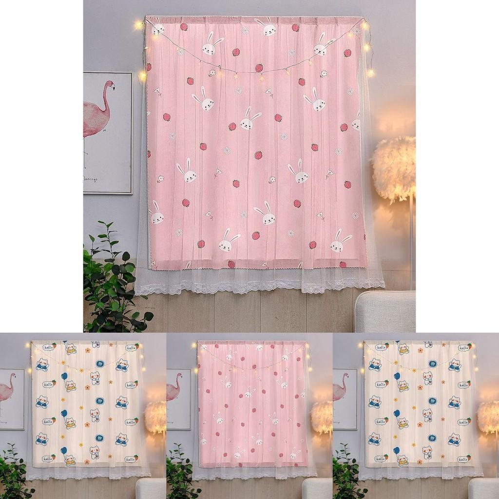 Enchanting Cartoon Window Curtain With Exquisite Lace And Velcro For Effortless Installation