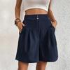 2025 Summer Elegant European & American High-Waisted Wide-Leg Women's Shorts