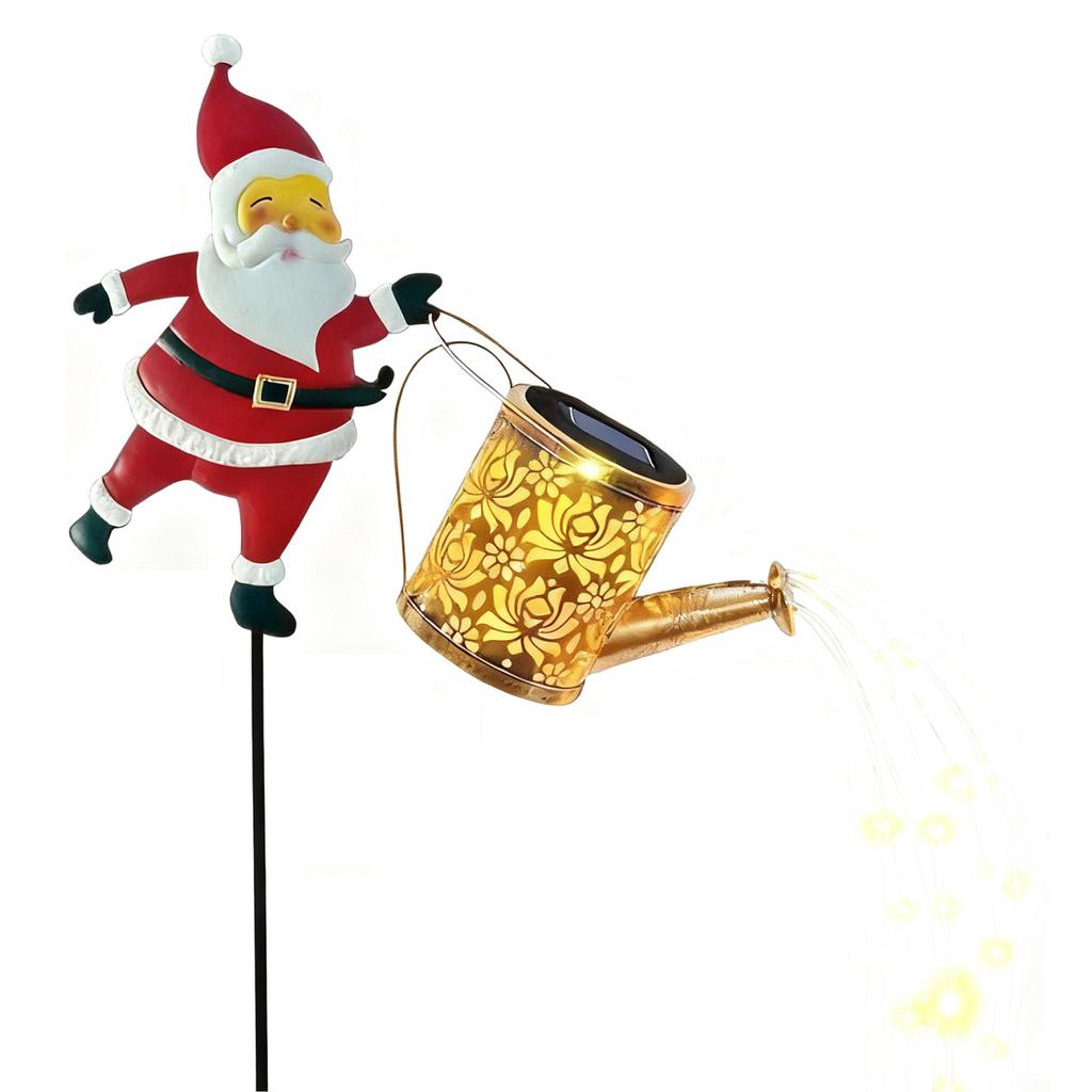 Solar Santa Claus Watering Can with LED Light Outdoor Decorative Solar Lights Solar Santa Claus Kettle Lights Outdoor Decor