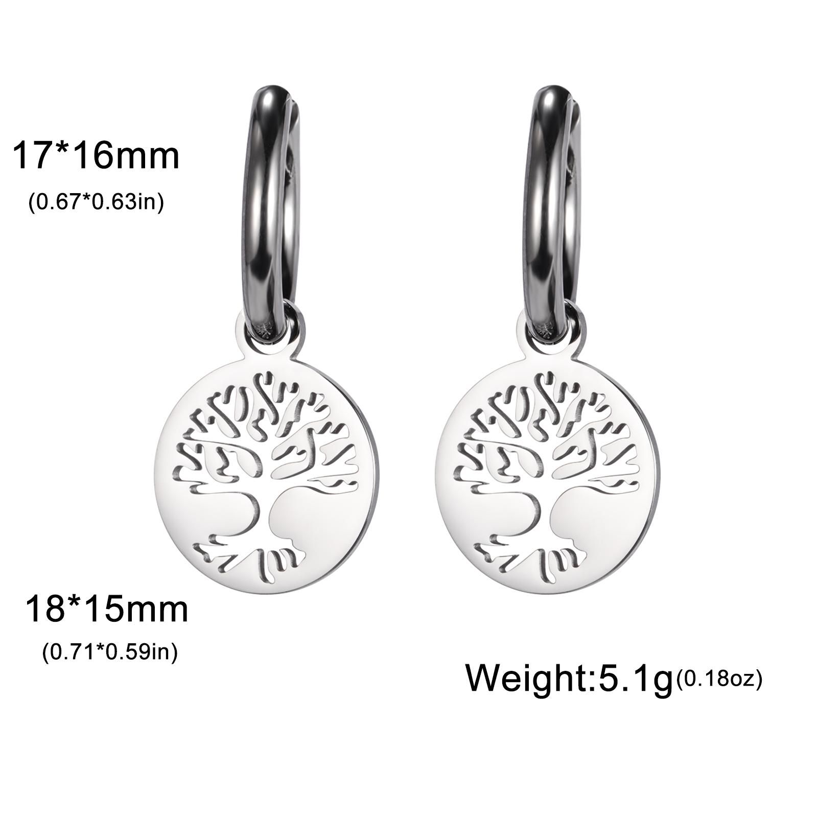

Teamer Vintage Amulet Tree of Life Pendant Drop Earrings Women Stainless Steel Gold Color Hoop Earring Jewelry Birthday Gift