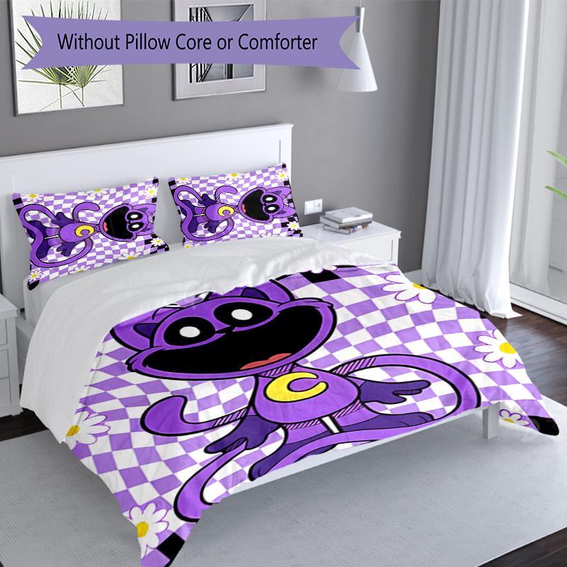 3-delige Poppy Playtime patroon beddengoedset dekbedovertrekset bevat dekbedovertrek & kussenslopen, perfecte decoratie voor de slaapkamer voor alle seizoenen & cadeau