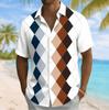 Essentiel de l'été ! Chemise à Manches Courtes pour Homme à Motif Argyle, Décontractée et Polyvalente
