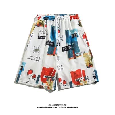 Ice Silk Cool Hawaiian Beach Shorts Men'S Summer Thin Design Japanese Retro American Trendy Brand Casual Five Quarter Pants