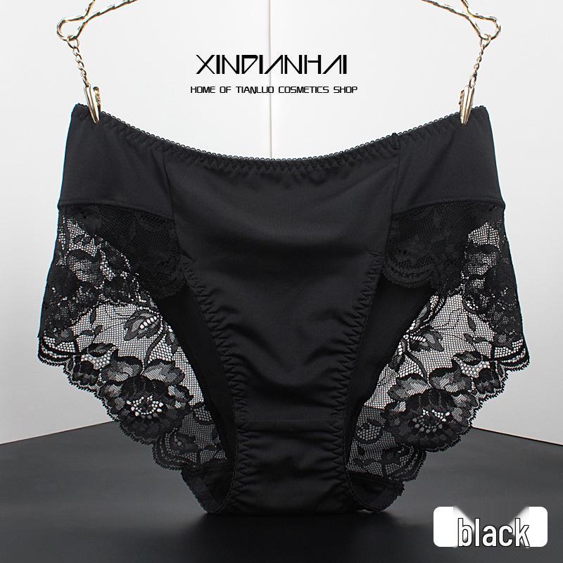 Plus Size Seamless Silk Mid-Waist Lace Panties for Curvy Women