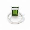 Grön peridot statementring, 925 massivt sterlingsilver, rektangulär ädelstensring, bohemisk ring för kvinnor