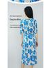 Guolian Floral V-Neck Slimming Long Dress - Mulberry Silk