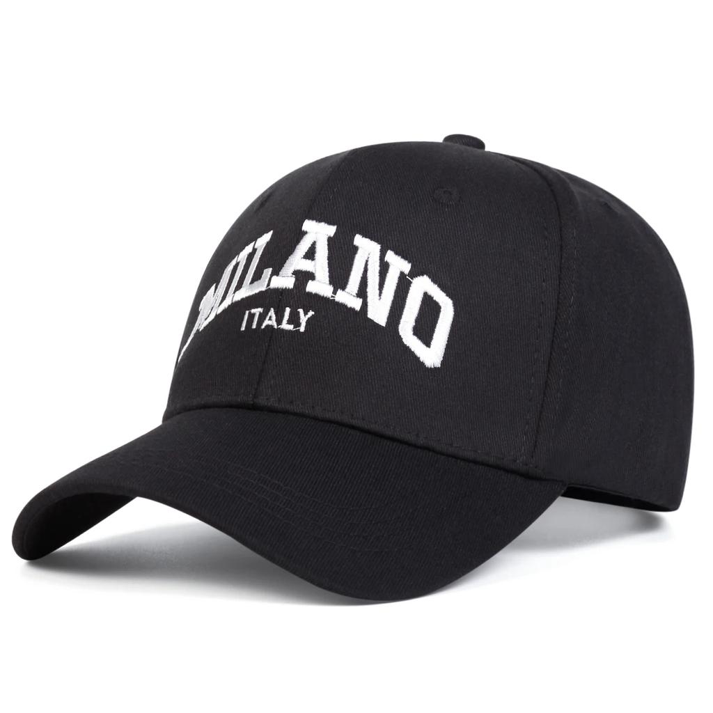 Berretti da Baseball Unisex con Ricamo Lettere Milano Primavera Autunno Outdoor Regolabili Cappelli Casual Cappello Parasole Cappellino Sportivo