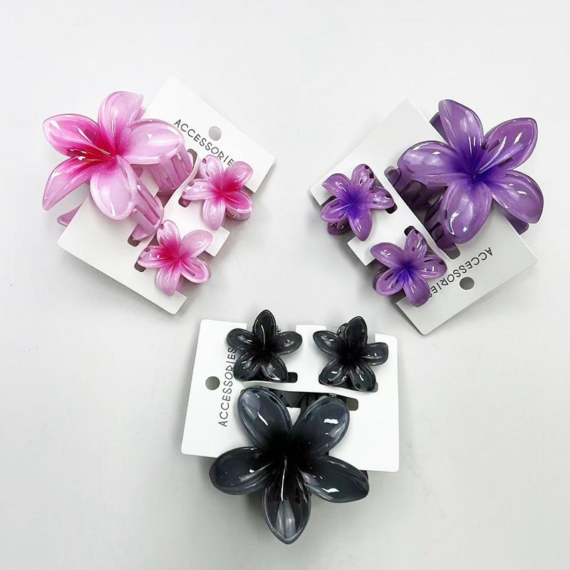 3 Pezzi/Set Dolce Fiore Colorato Sfumato Pinze per Capelli Coda di Cavallo Clip Morsetto Barrettes Forcine per Capelli per Donna Ragazza Accessori per Capelli da Spiaggia