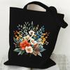 Elegant Wildflowers Aesthetic Canvas Handbag Reusable Floral Shopping Tote Bag for Women