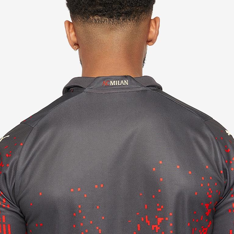 Puma ACM X Koche Co-Branded Pánský fotbalový dres s pruhovaným logem s výšivkou s krátkým rukávem Fanouškovská edice Sezóna 22-23 Pánské topy Plamenně červená Černá 77336201