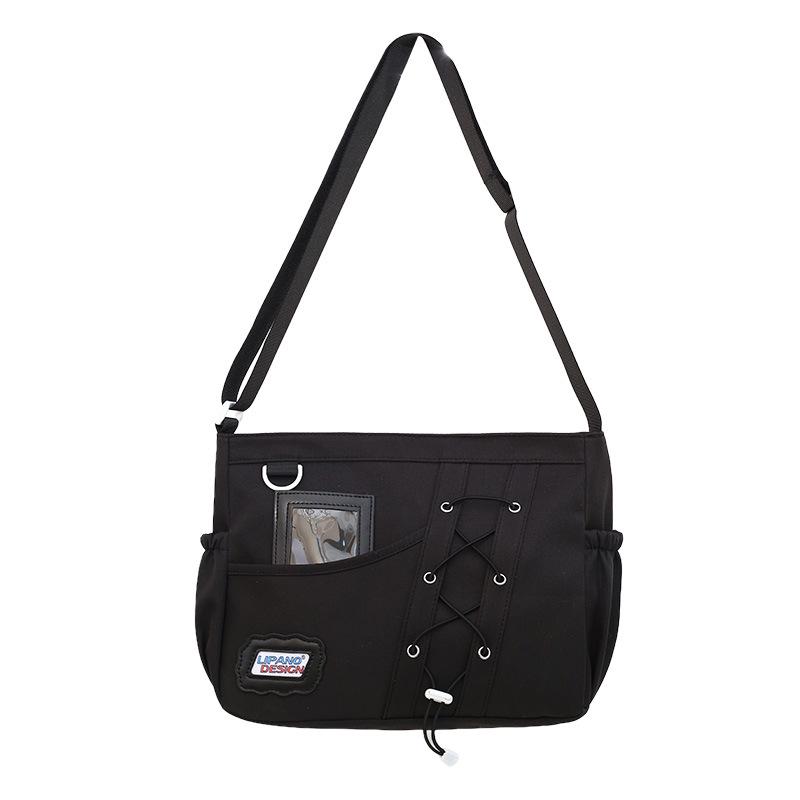 Damen Große Kapazität College Stil Lässig Ita Umhängetasche mit Transparentem Abzeichen