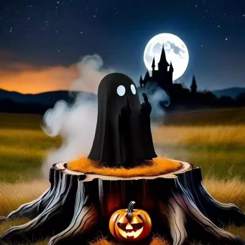

Car Decorate Luminous Middle Finger Cute Ghost Statue Small Scary Ghost Figurines Halloween Decoration Home Table Ornaments чорний
