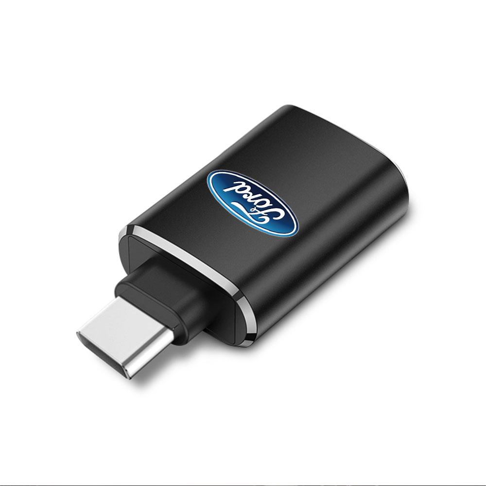 KKHK4 1pc Charger Adapter Connector Type-C to USB Male Adapt Converter for Ford Focus 3 ST Racing mk3 f150 mk7 Ranger Car Accessories