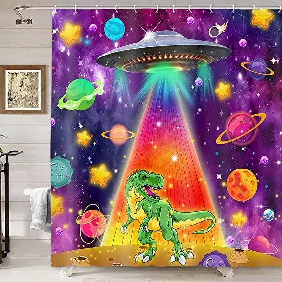 Funny Kids Shower Curtains For Bathroom Decor Corgi Cute Dog Riding Shark Nautical Ocean Boys Animal Hilarious Fabric Polyester