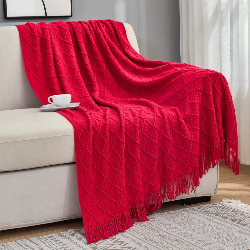 

1 Piece Bedspreads Solid Color Tassel Bed Runners Scarves Modern Bed Throws for Foot of Bed Queen King Size Home Decoration cushion cover 1pc красный