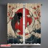 2D Flat Printing 2pcs Window Drapes Yin Yang Koi Japan Wave Digital Printed Polyester Drapes Seasonal Party & Holiday Decor