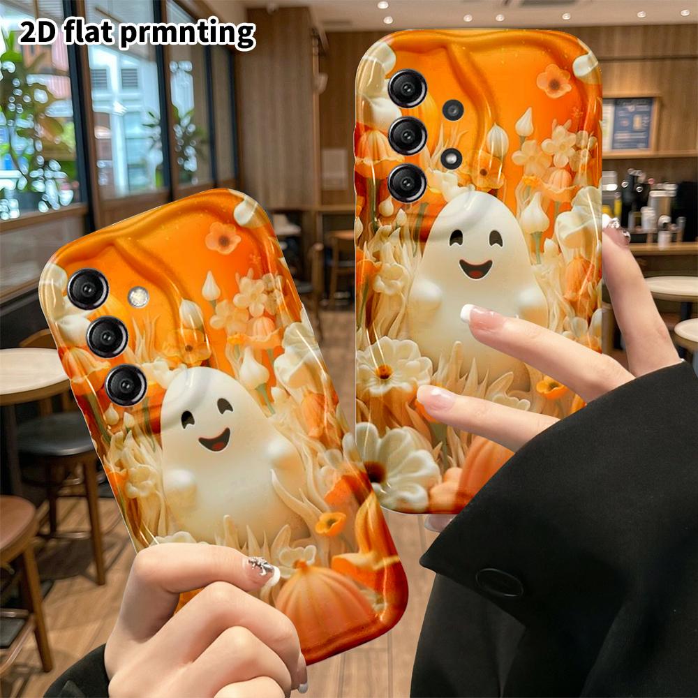 Phone Case: 2D flat, suitable for Samsung Galaxy A34 A35 M05 M06 S20 S22 S21 FE Plus 5G protective case, little ghost, perfect Christmas and Halloween