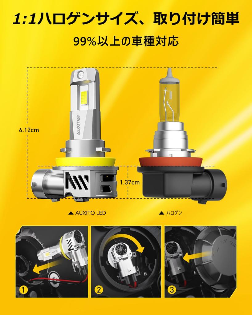 AUXITO und H16 LED-Scheinwerfer für Ausgestattet mit LED 6-mal Erfüllt neue Fahrzeuginspektion Unglaubliche OEM-Halogen-Größe Hohe Kompatibilität mit 12V-Fahrzeugen