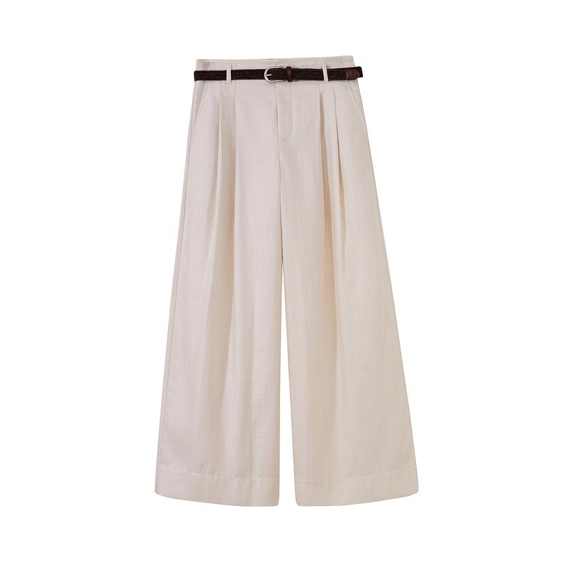 High-Waisted Slimming Tencel Linen Casual Trousers - Soft, Breathable, Long Pants for Summer. Medium